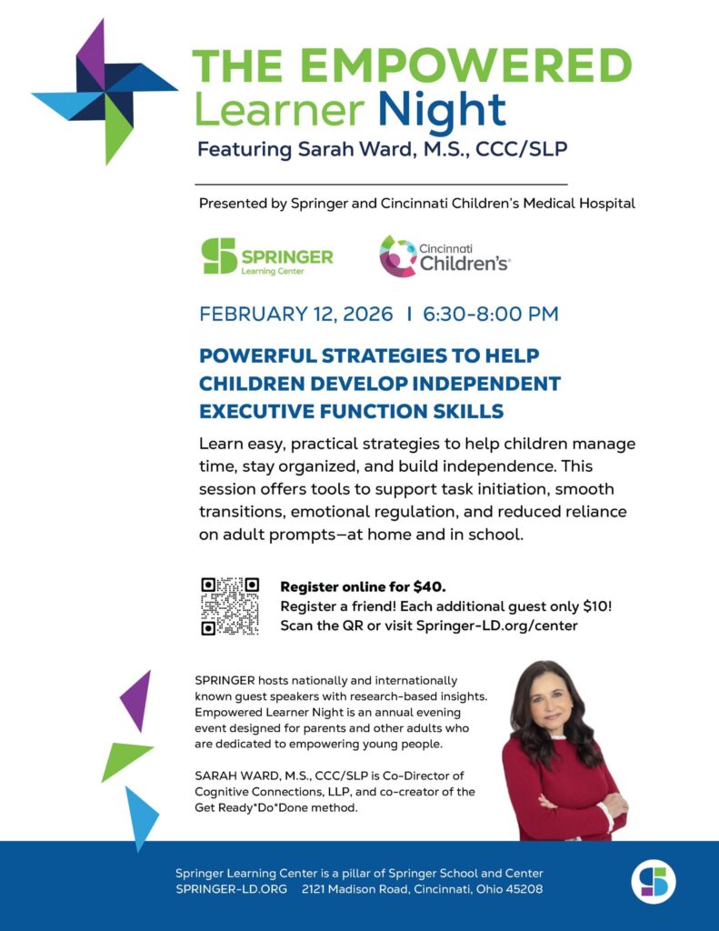 picture with info on empowered learner night at Springer School